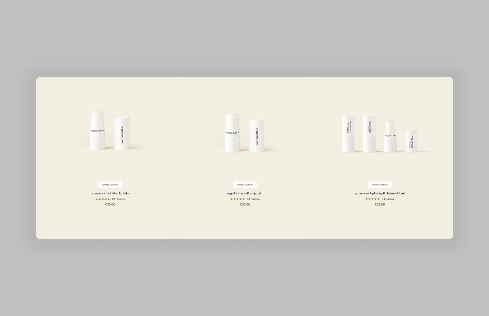 Exemple de page catégorie sur le site Evolve Together