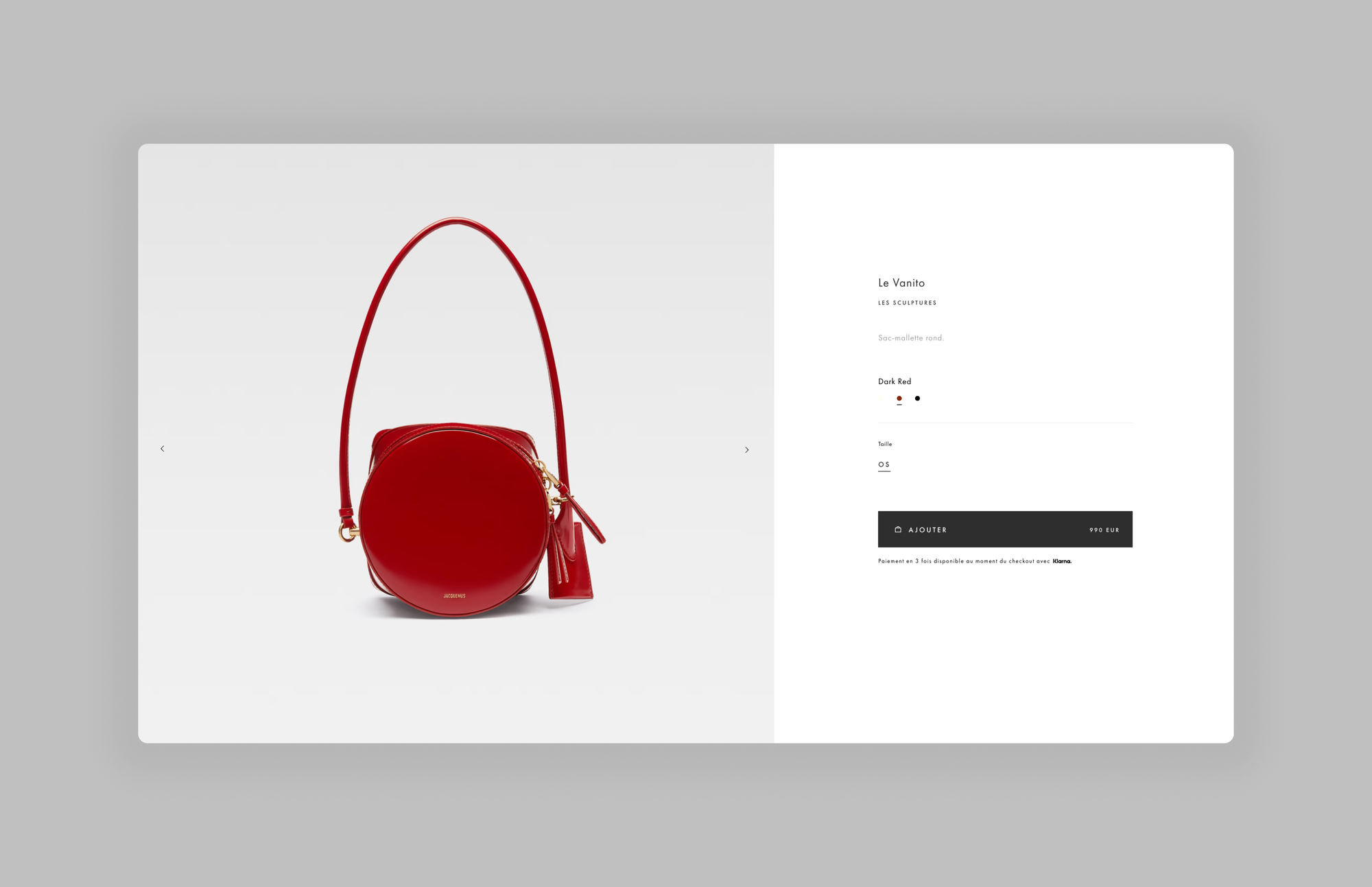 Exemple de bonne utilisation des espaces blancs sur le site de Jacquemus